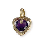 Pendentif coeur d'occasion or 750 jaune améthyste - vue 1