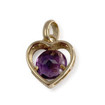 Pendentif coeur d'occasion or 750 jaune améthyste - vue 2