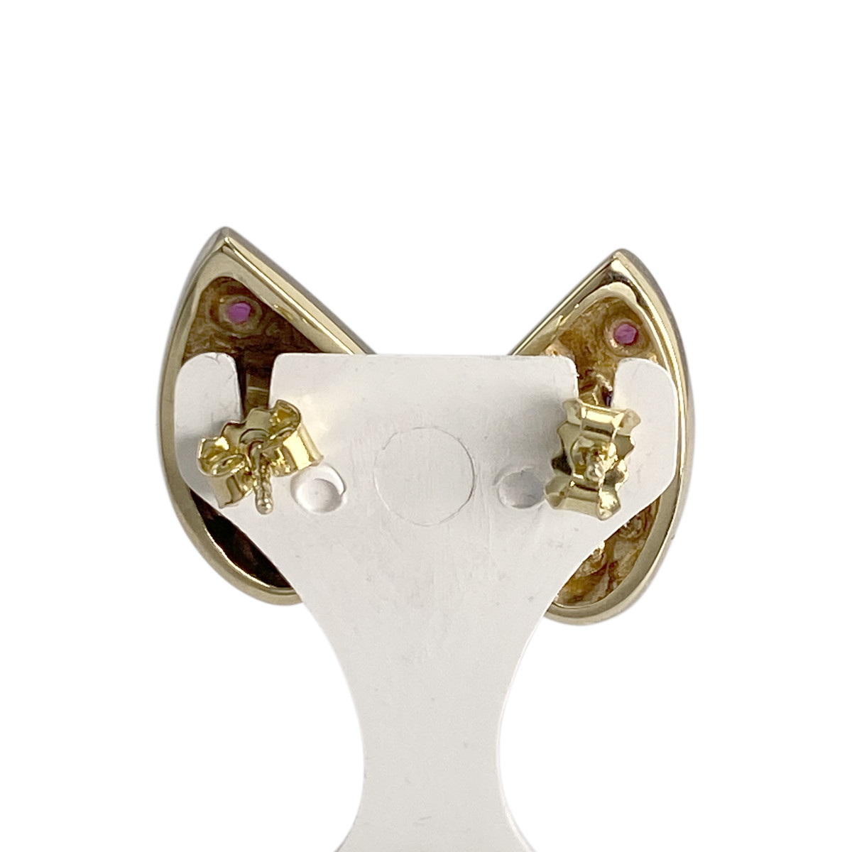 Boucles d'oreilles d'occasion or 585 jaune saphirs, rubis, émeraudes, diamants - vue 3