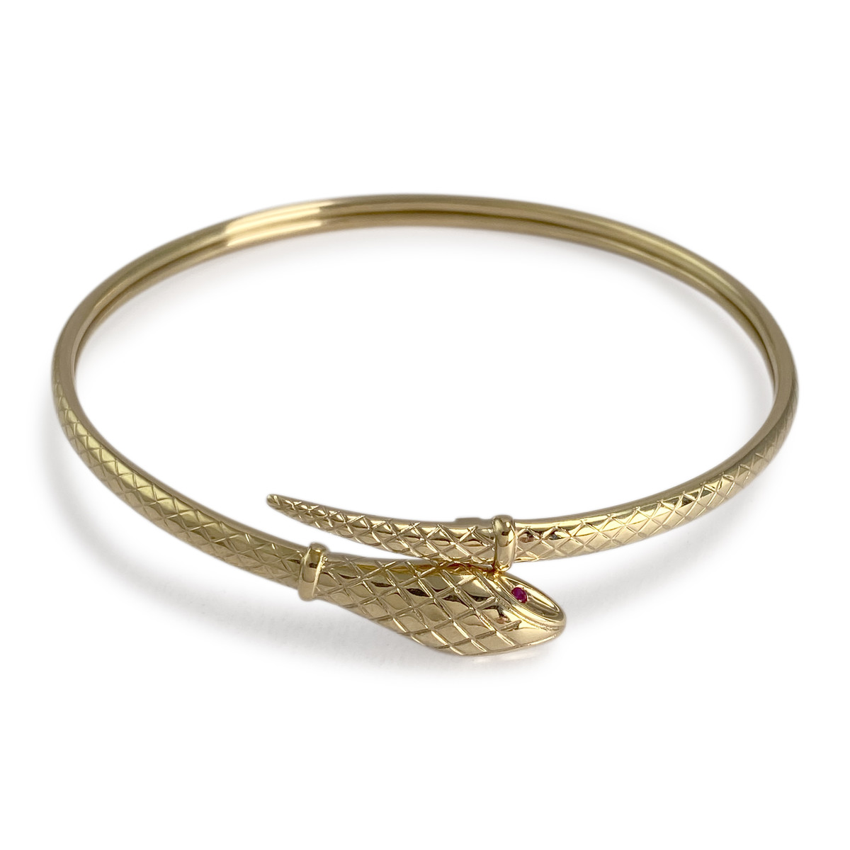 Bracelet d'occasion or 750 jaune serpent rubis - vue 2