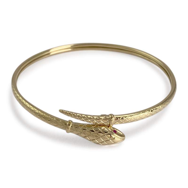 Bracelet d'occasion or 750 jaune serpent rubis - vue 2