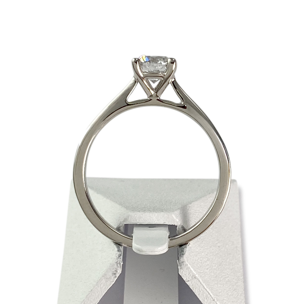 Solitaire tweedehands goud 750 witte synthetische diamant - bekijk 3