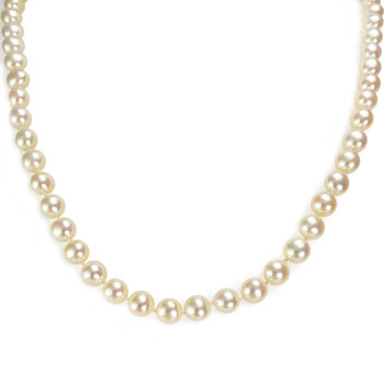 Collier d'occasion or 750 jaune maille perles, perles de culture de Chine