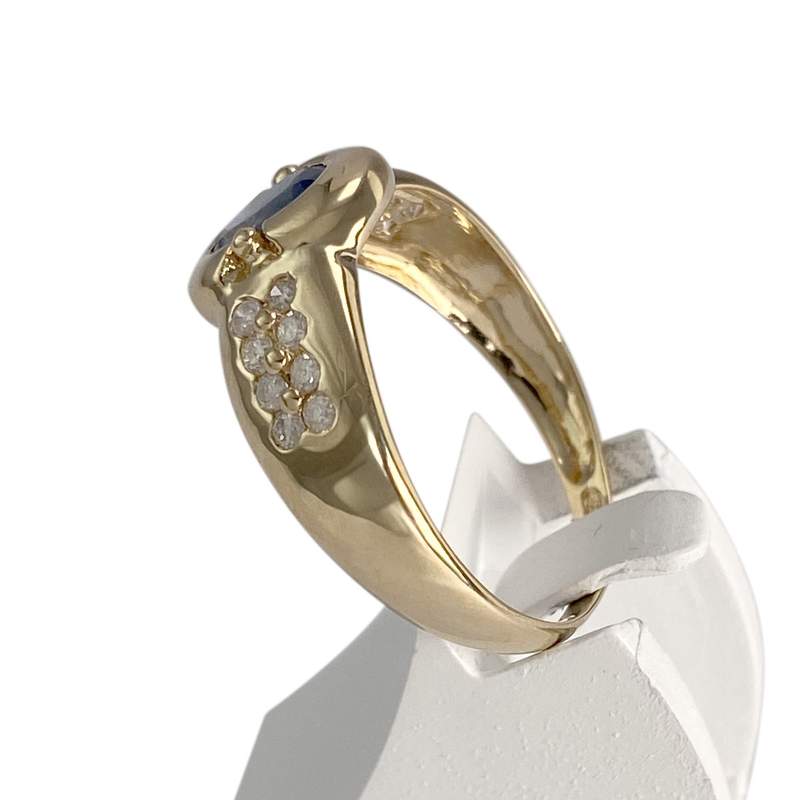 Bague d'occasion or 750 jaune saphir, diamants - vue 2