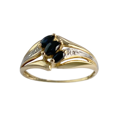Bague d'occasion or 750 2 tons diamants, saphirs - vue 1
