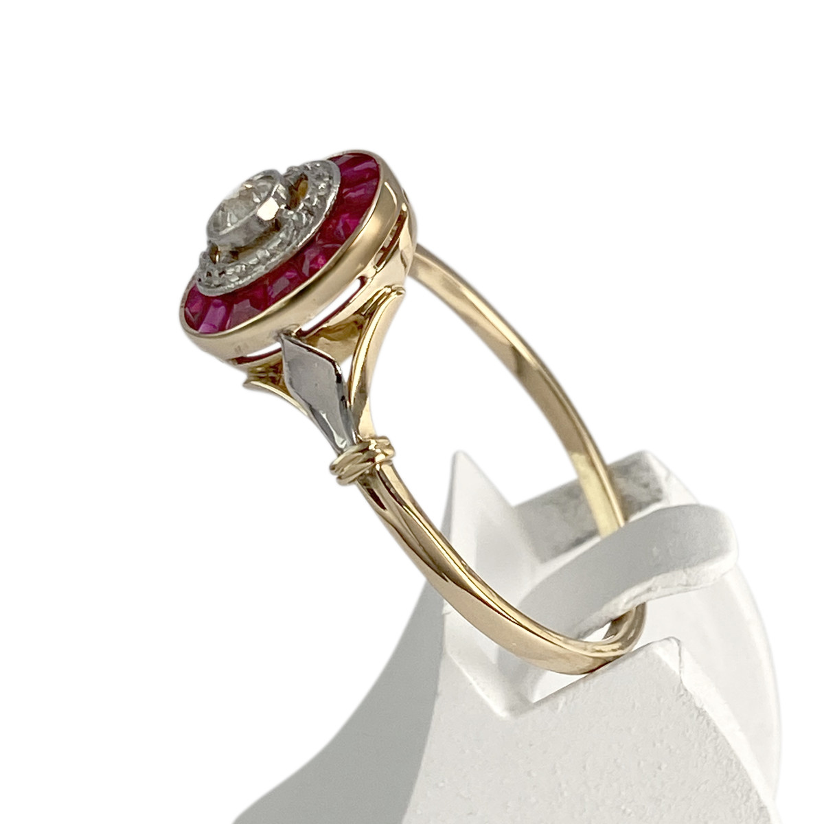 Bague d'occasion 2 tons 750 diamant, rubis - vue 2