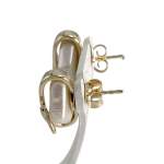 Boucles d'oreilles d'occasion or 585 jaune diamants, nacres - vue 2