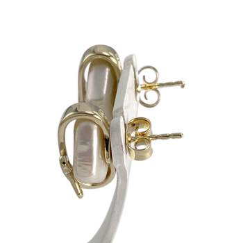 Boucles d'oreilles d'occasion or 585 jaune diamants, nacres
