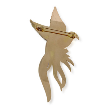 Broche d'occasion or 750 jaune oiseau rubis