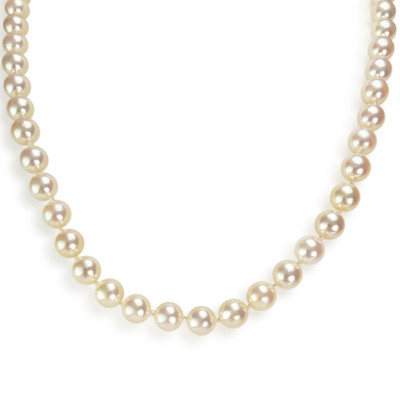 Collier d'occasion or 750 jaune maille perles, perles de culture du Japon - vue 1