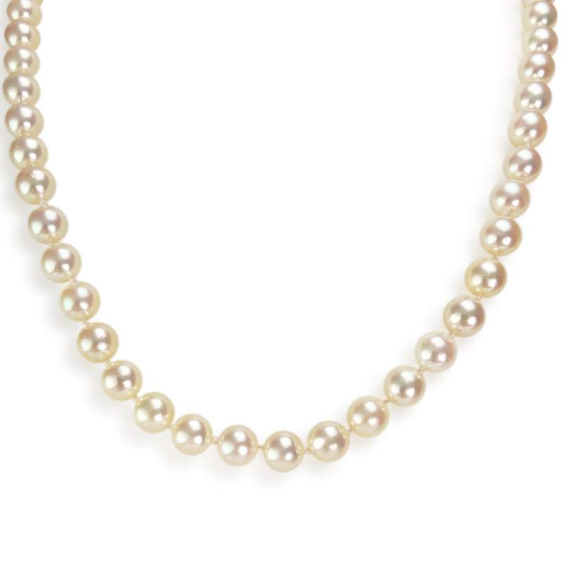 Collier d'occasion en or jaune 750, maille perles, perles de culture du Japon, 48 cm - vue 1