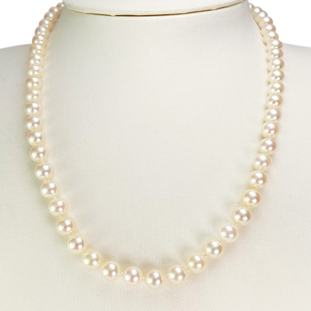 Collier d'occasion or 750 jaune maille perles, perles de culture du Japon - vue 2