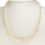 Collier d'occasion en or jaune 750, maille perles, perles de culture du Japon, 48 cm - vue 2