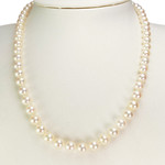 Collier d'occasion or 750 jaune maille perles, perles de culture du Japon - vue 2