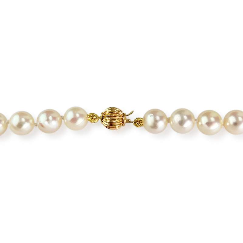 Collier d'occasion en or jaune 750, maille perles, perles de culture du Japon, 48 cm - vue 3