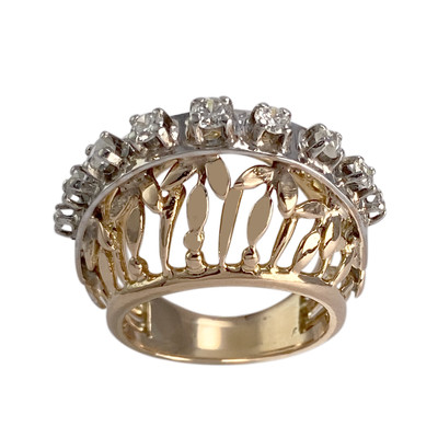 Bague d'occasion or 750 rose et or blanc diamants - vue 1