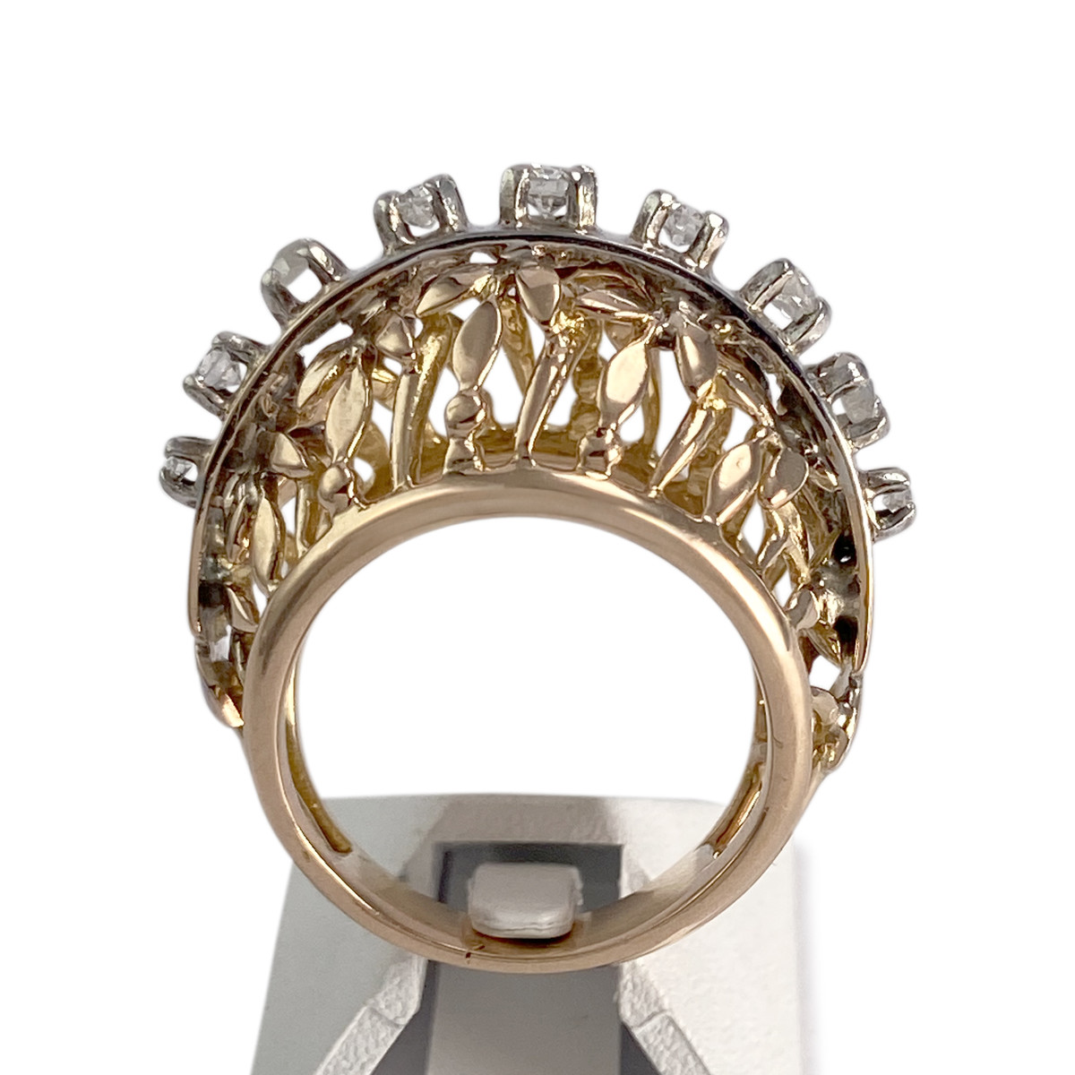 Bague d'occasion or 750 rose et or blanc diamants - vue 3