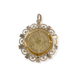 Médaille d'occasion or 750 jaune Helvetia rubis synthétiques - vue 2