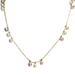 Collier d'occasion or 375 jaune maille forçat, perles de culture de Chine - vue 1