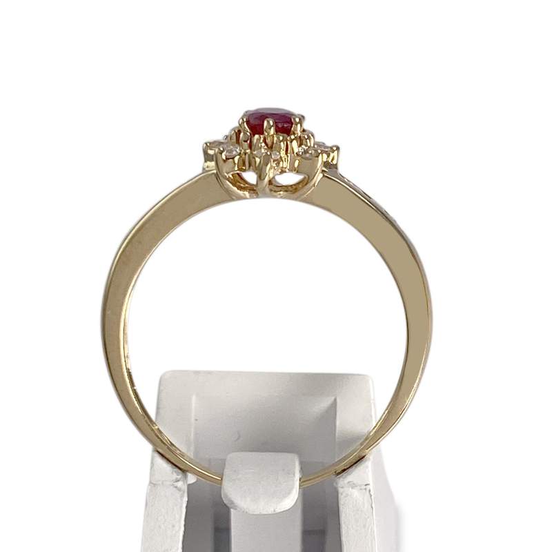 Bague d'occasion or 750 jaune diamants, rubis - vue 3