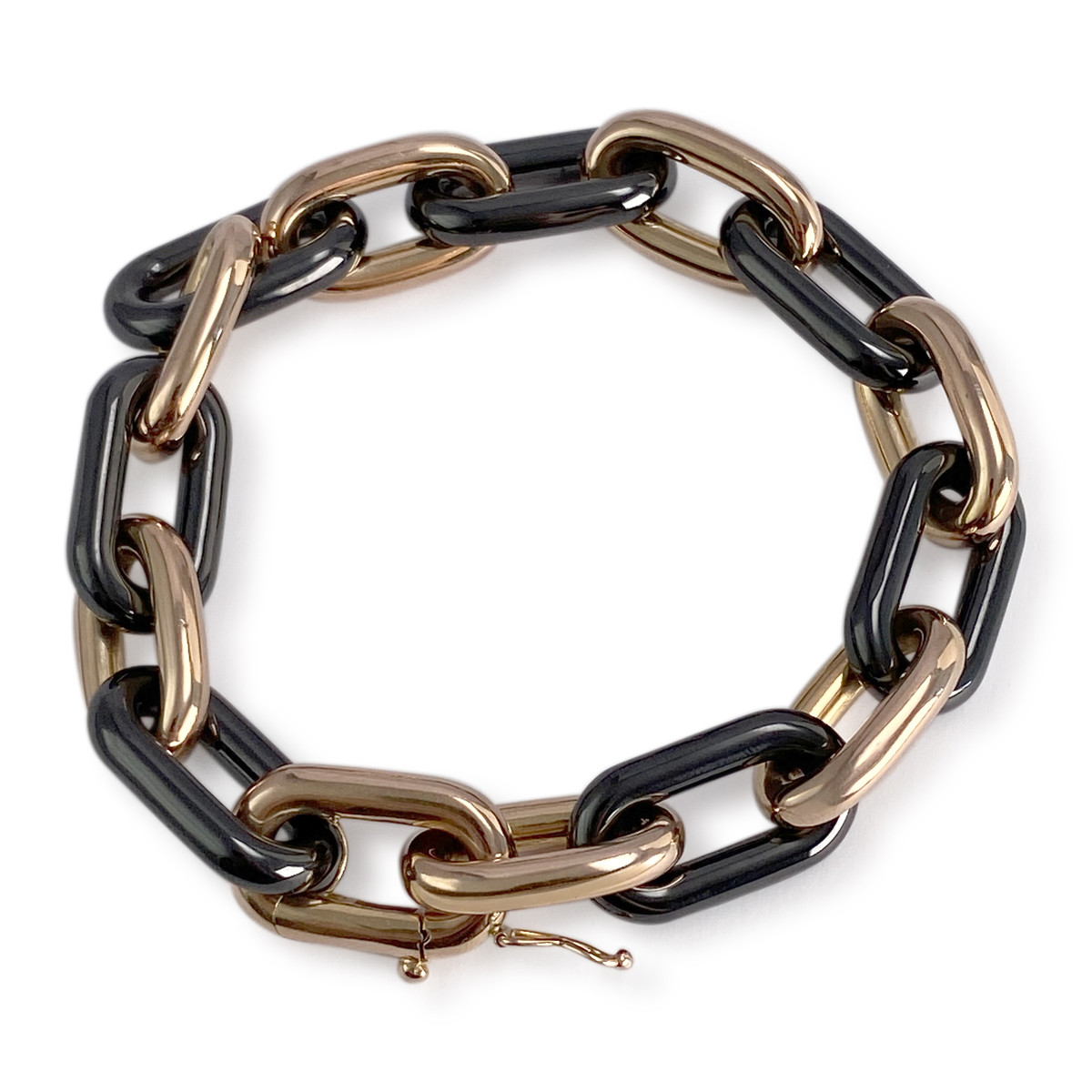 Bracelet d'occasion or 750 jaune maille forçat, céramique - vue 2