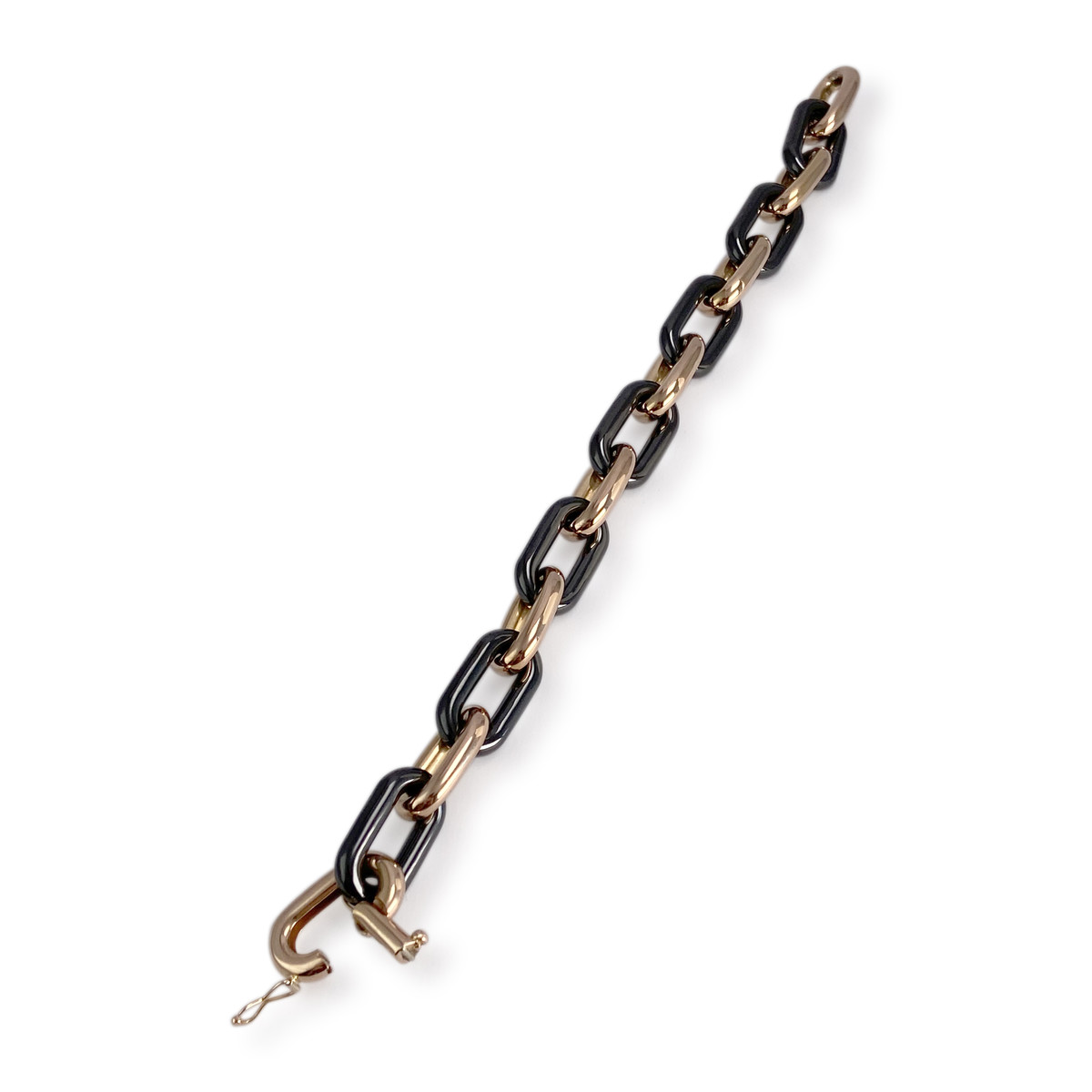 Bracelet d'occasion or 750 jaune maille forçat, céramique - vue 3