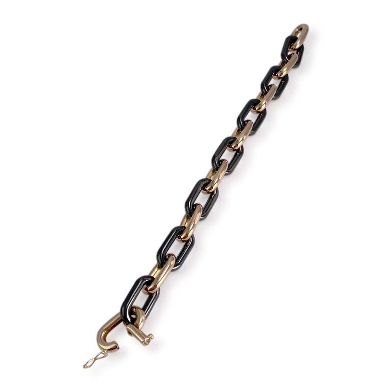 Bracelet d'occasion or 750 jaune maille forçat, céramique - vue 3
