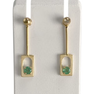 Boucles d'oreilles d'occasion or 750 jaune émeraudes