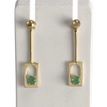 Boucles d'oreilles d'occasion or 750 jaune émeraudes