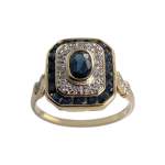 Bague d'occasion or 750  2 tons diamants, saphirs - vue 1