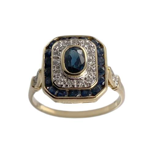 Bague d'occasion or 750  2 tons diamants, saphirs