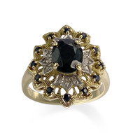 Bague d'occasion or 750 2 tons diamants, saphirs