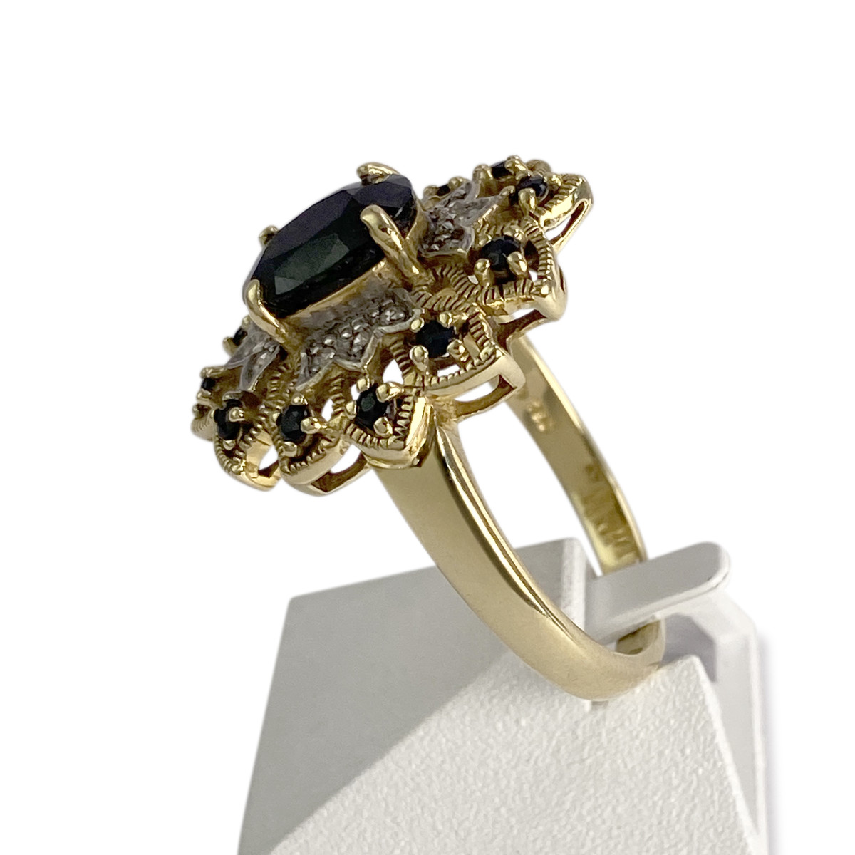 Bague d'occasion or 750 2 tons diamants, saphirs - vue 2