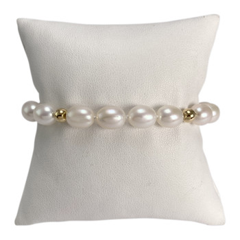 Bracelet d'occasion or 750 jaune maille perles, perles de culture de Chine
