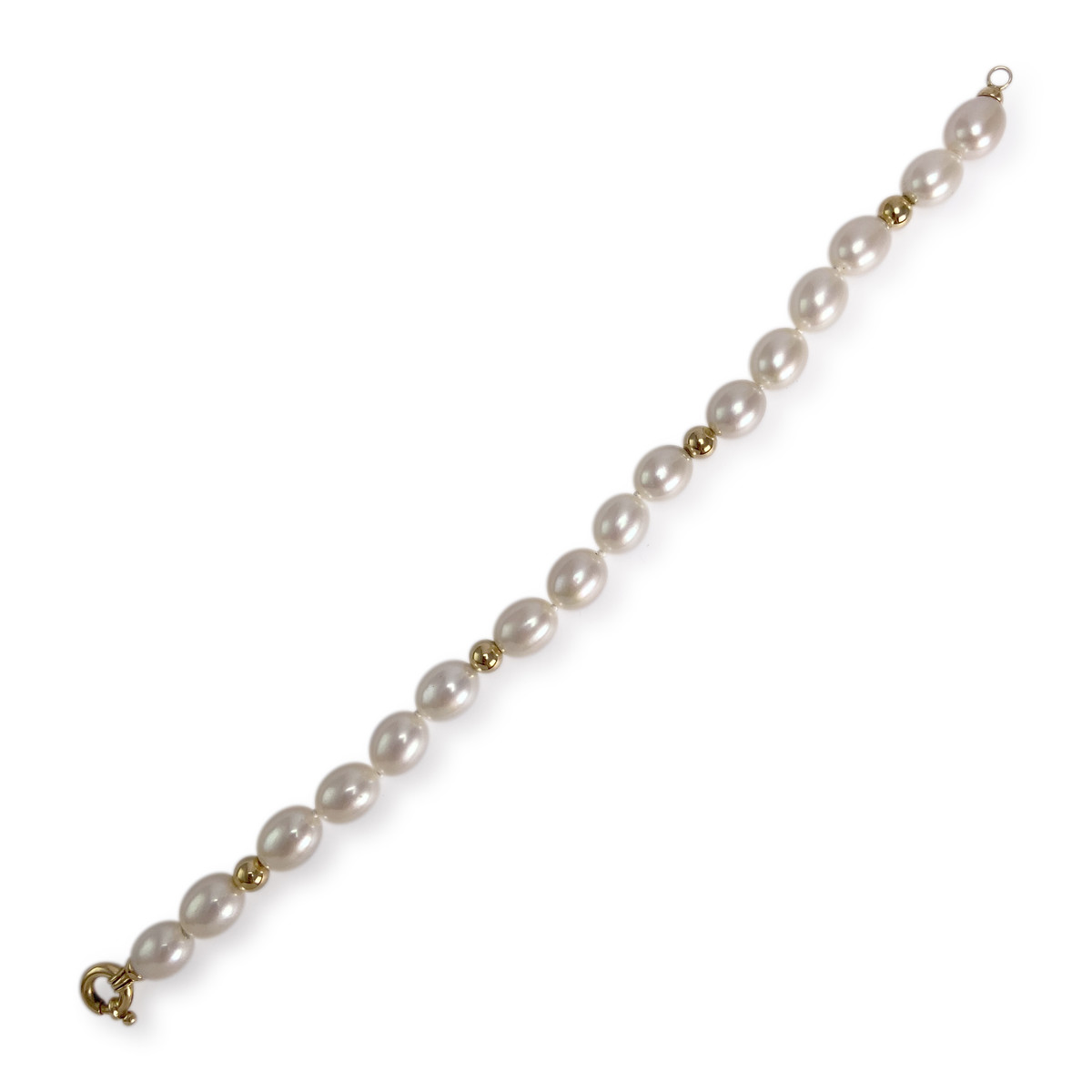 Bracelet d'occasion or 750 jaune maille perles, perles de culture de Chine - vue 2