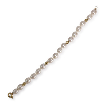 Bracelet d'occasion or 750 jaune maille perles, perles de culture de Chine