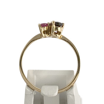Bague d'occasion or 750 jaune diamant, saphir, rubis