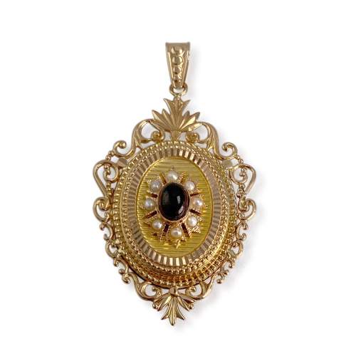 Pendentif d'occasion or 750 jaune grenat, perles fines