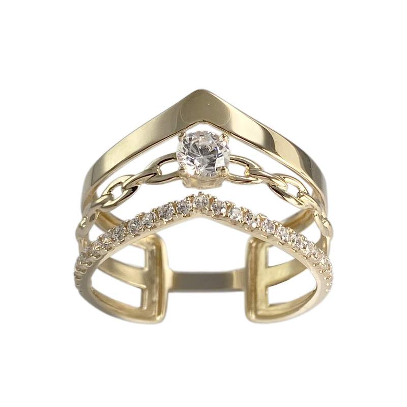 Bague d'occasion or 750 jaune zirconias - vue 1