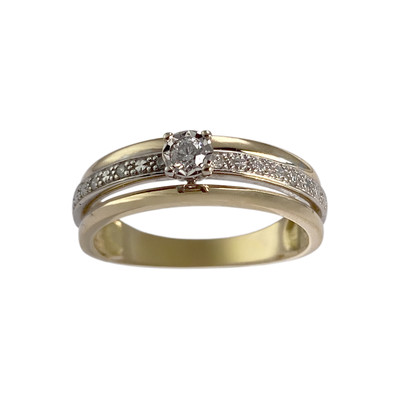 Bague d'occasion  2 ors 750 jaune diamants - vue 1
