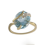 Bague d'occasion 2 ors 750 diamants, topaze bleue - vue 1