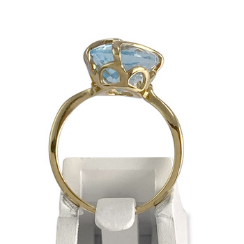 Pre-owned 18K two-tone gold ring with diamonds and a blue topaz
