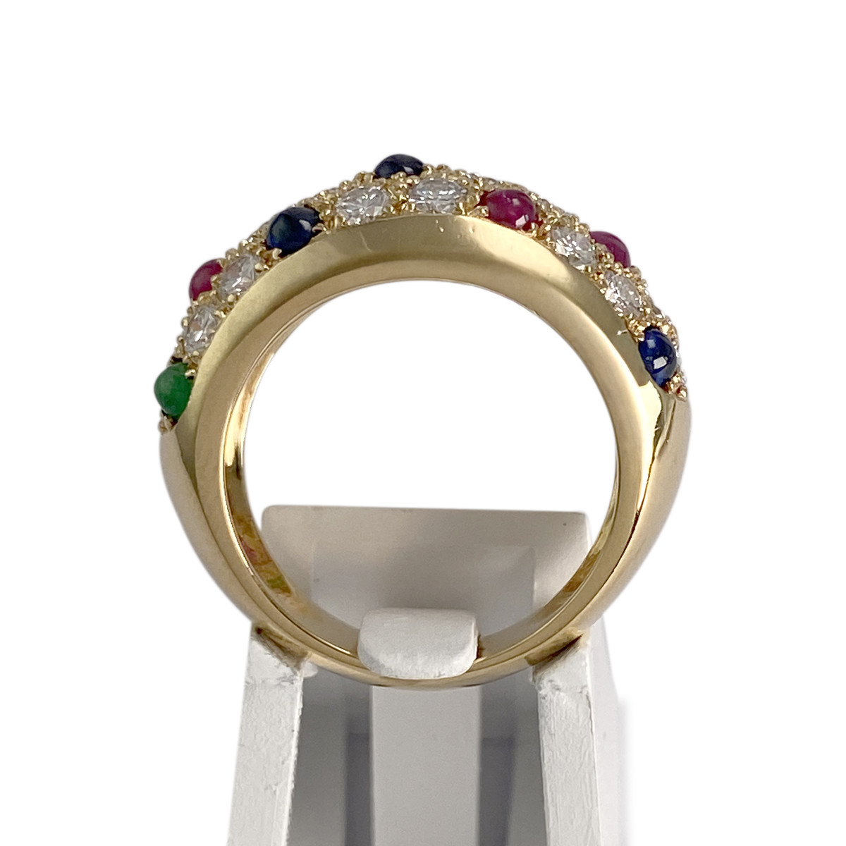 Bague d'occasion or 750 jaune diamants, émeraudes, rubis, saphirs - vue 3
