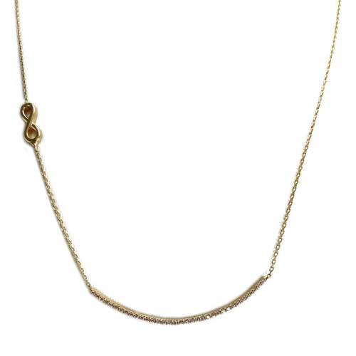 Collier d'occasion or 750 jaune maille forçat, zirconias