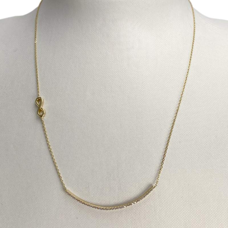 Collier d'occasion or 750 jaune maille forçat, zirconias - vue 2