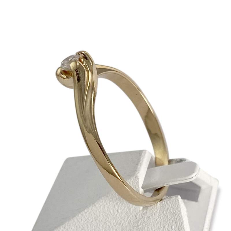 Solitaire d'occasion or 750 jaune diamant - vue 2