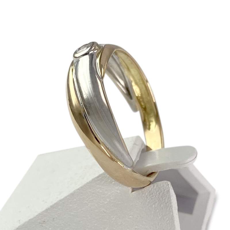 Bague d'occasion 2 ors 750 diamant - vue 2