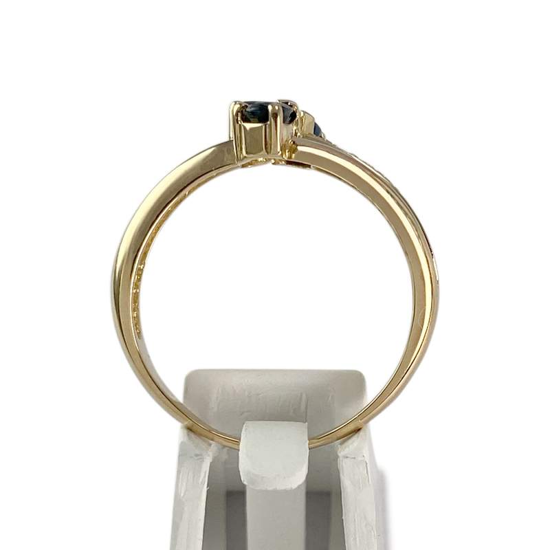 Bague d'occasion or 750 jaune diamants, saphirs - vue 3