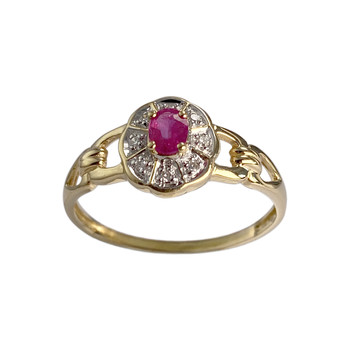Bague d'occasion  or 750 2 tons rubis, diamants