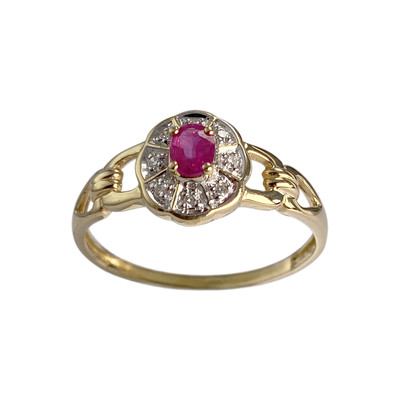 Bague d'occasion  or 750 2 tons rubis, diamants
